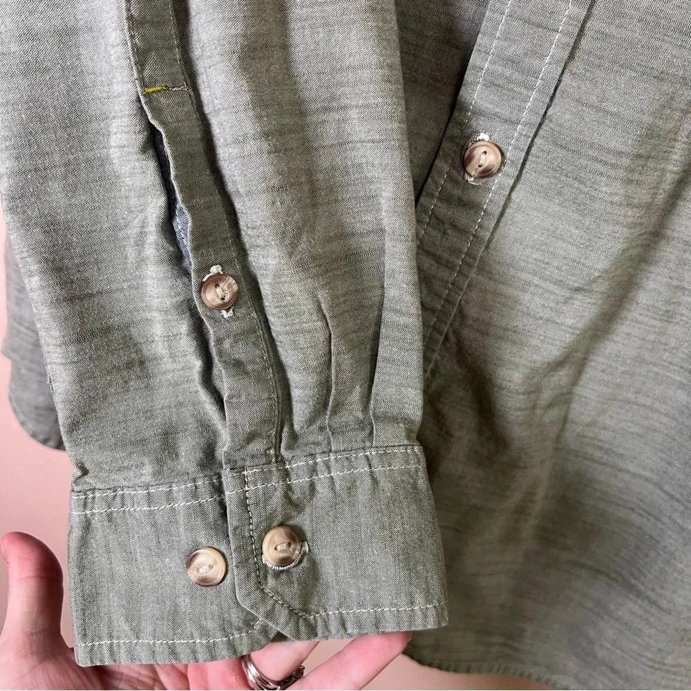 THE NORTH FACE Montgomery Long Sleeve Button Up Shirt Mens Sz XL Green Outdoor